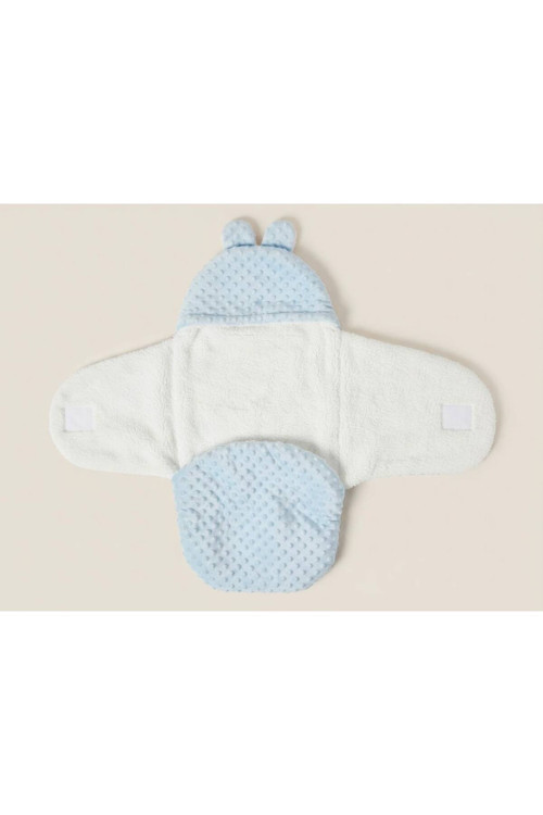 Unisex 0-6 Ay İçi Elyaflı Peluş Welsoft Nohut Mavi Dış Bebek Kundak & Battaniyesi Kışlık Uyku Tulumu