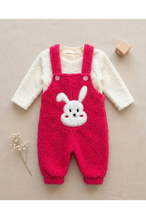 Kız Bebek Ayıcık Nakışlı 2'Li Badili Slopet Takım 6 Ay 9 Ay 12 Ay 18 Ay 24 Ay Erkek Bebek Takım Pamuklu Yenidoğan Bebek Tulum