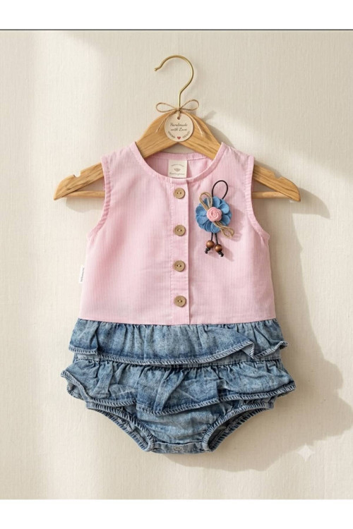Gül Nakışlı Kız Bebek Elbise Gizli Şortlu Çiçekli Bebek Elbise 6 Ay 9 Ay 12 Ay 18 Ay 24 Ay Yenidoğan Kız Bebek Elbise