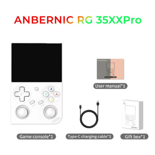 RG 35XX Pro 64 GB 3.5 İnç IPS Ekran Çift Analog Kollu Retro El Konsolu – Beyaz