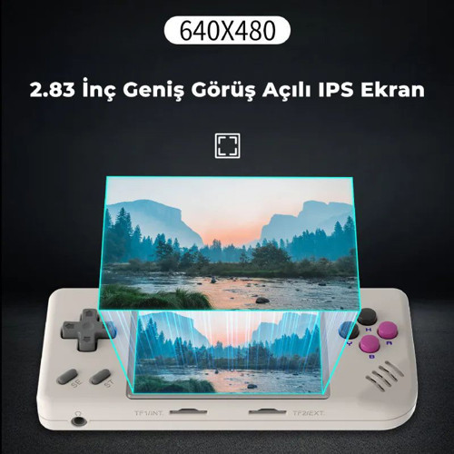 RG28XX Gri Retro El Oyun Konsolu 32 GB - 2.83 İnç OCA IPS Ekran H700 İşlemci HDMI Çıkışlı 3100 mAh Batarya (PSP, PS1, DC Destekli)