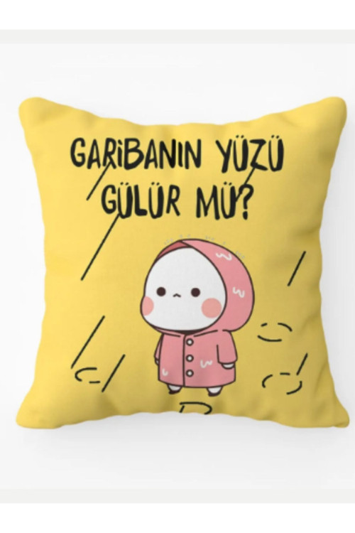 Garibanın Yüzü Gülür Mü Minder Yastık Peluş Hediyelik Doğum Günü Oyuncak Anime Eğlenceli Komik