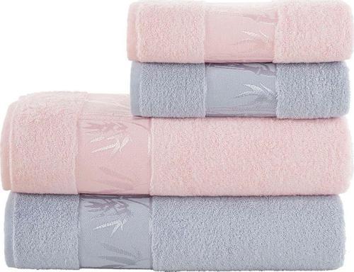 Bambu 4'Lü Banyo Havlu Takımı Gri-Pudra