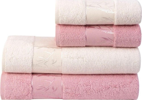 Bambu 4'Lü Banyo Havlu Takımı Gülkurusu Krem