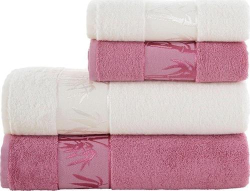 Bambu 4'Lü Banyo Havlu Takımı Krem Mürdüm