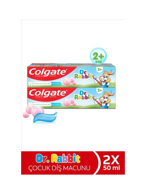 Dr. Rabbit Bubblegum 50 ml Çocuk Diş Macunu 2'li Eğlenceli Diş Fırçalama Alışkanlığı