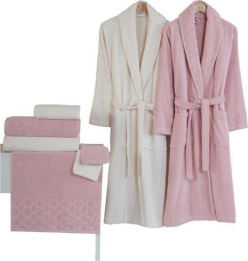 Hazal Jakarlı Kısmi Kadife 8 Parça Aile Bornoz Seti