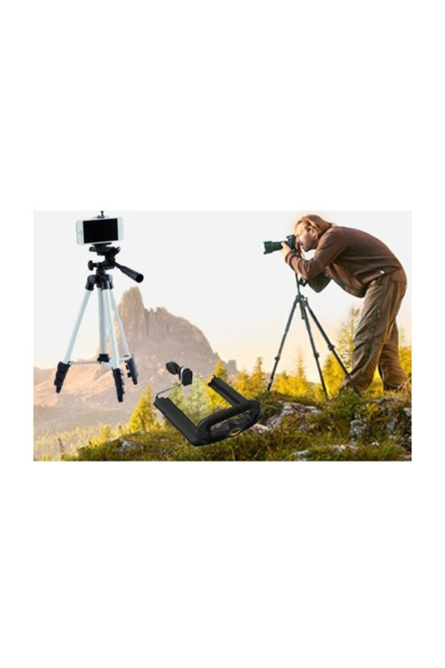 Tripod : Telefon Ve Kamera Tutucu Ayak + Telefon Tutucu - Büyük Boy