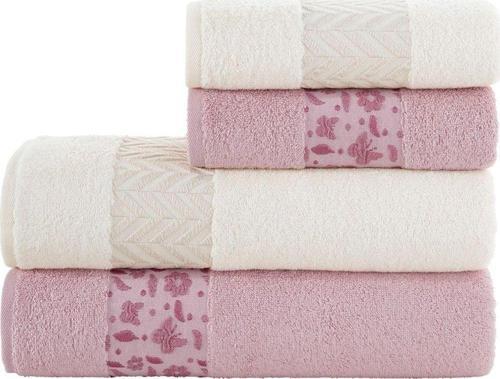 Yıldız Bambu 4'Lü Banyo Havlu Takımı Krem Mürdüm
