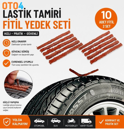 10 Adet Lastik Tamir Onarım Fitili Yedek