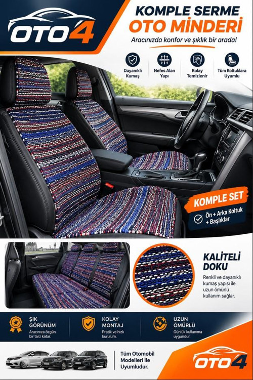 Komple Serme Oto Minderi El Dokuma Dekoratif