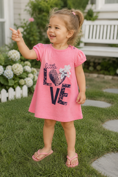 Little Love %100 Pamuk Penye Kız Çocuk Yazlık Elbise 229199