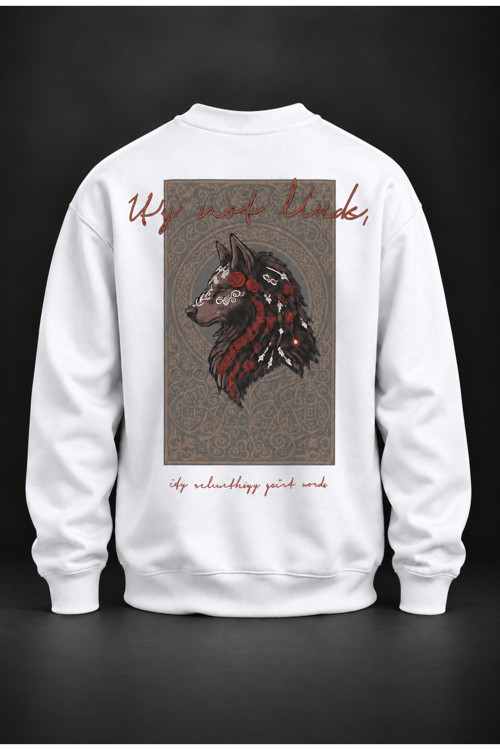 Kurt Baskılı Beyaz Sweatshirt