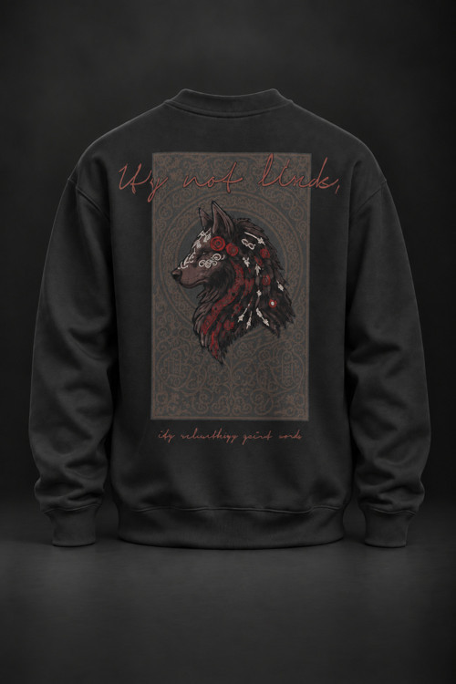 Kurt Baskılı Siyah Sweatshirt