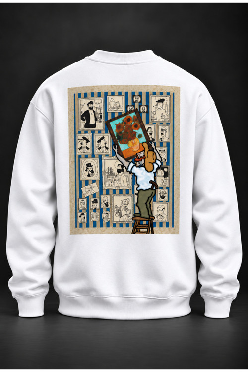 Sunflower Gallery Beyaz Baskılı Sweatshirt