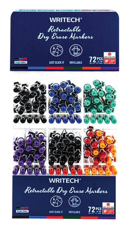 WRITECH W-709 BASMALI TAHTA KALEMİ - 12X6RENK (+36 REFILL) - 72'Lİ STAND