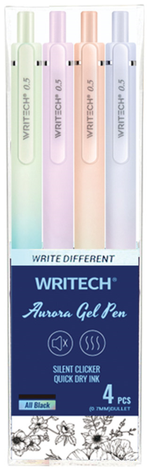 WRITECH W-0171 AURORA 0,5MM MAVİ JEL KALEM - 4'LÜ SET