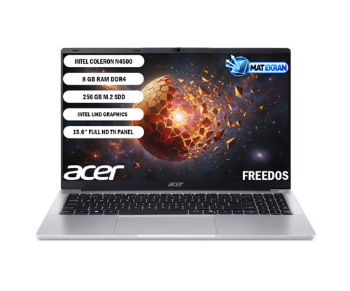 Aspire Lite Intel Celeron N4500 8GB 256GB SSD Freedos 15.6" Taşınabilir Bilgisayar NX.DHFEY.001