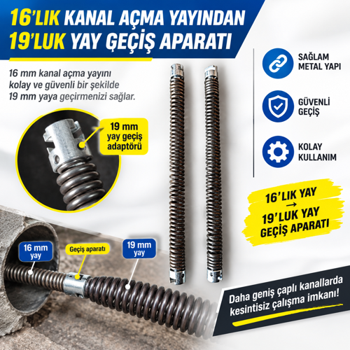 16 lık Kanal Açma Yyayından 19 Luk Kanal Açma Yayına Geçiş Aparatı (1 Adet)