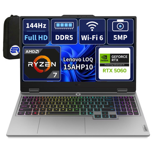 LOQ 15AHP10 83JG008UTREP12 Ryzen7-250 RTX5060 8GB 64 GB RAM 2 TB SSD 15.6'' FHD 144Hz FreeDOS + ElektroPasaj Çanta