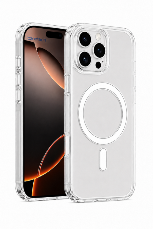 iPhone 16 Pro Max Uyumlu YUMUŞAK Magsafe Kablosuz Şarj Destekli Şeffaf Kılıf Kamera İçin Yükseltilmiş Çerçeve