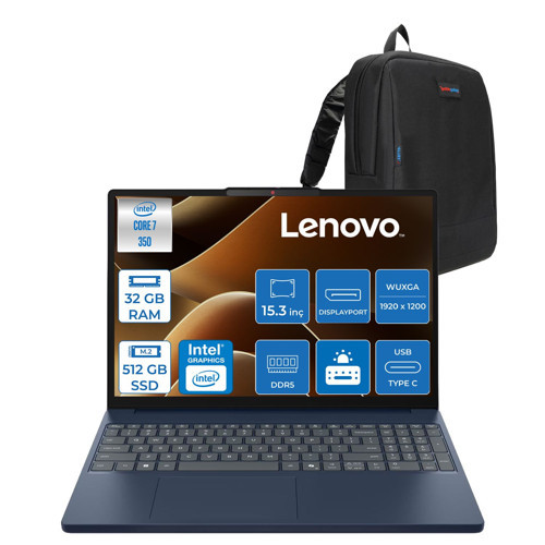Ideapad Slim 3 15IWC11 Intel Core 7 350 32GB Ddr5 512GB SSD Intel Graphics 15.3" Wuxga IPS Freedos Taşınabilir Bilgisayar 883RR00KHTRF08