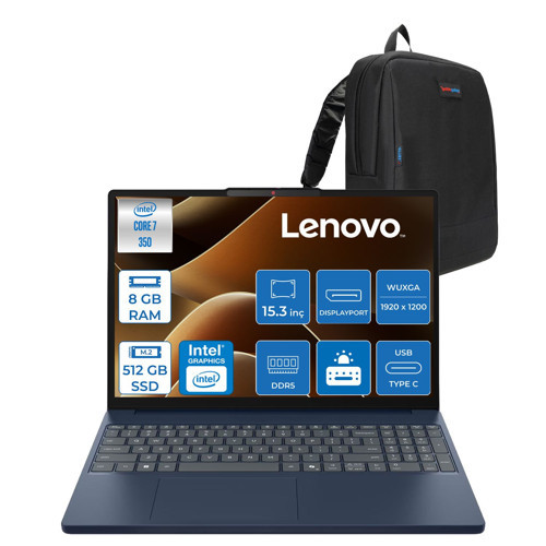 Ideapad Slim 3 15IWC11 Intel Core 7 350 8gb Ddr5 512GB SSD Intel Graphics 15.3" Wuxga IPS Freedos Taşınabilir Bilgisayar 883RR00KHTRF02