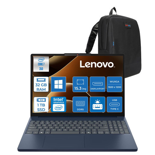 Ideapad Slim 3 15IWC11 Intel Core 7 350 32GB Ddr5 1tb SSD Intel Graphics 15.3" Wuxga IPS Windows 11 Home Taşınabilir Bilgisayar 883RR00KHTRWH09