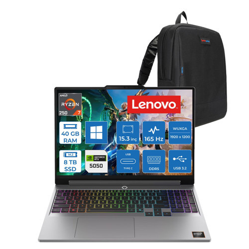 Loq 15AHP11 Amd Ryzen 7 250 40GB Ddr5 8tb SSD 8gb RTX5050 15.3" Wuxga IPS 165Hz Windows 11 Pro Oyun Bilgisayarı 883TN0097TRWP20