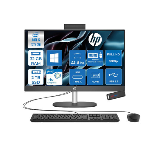 Proone 240 G10 Intel® Core™ I5-1334U 4,6 Ghz'e Kadar 32GB 2tb SSD Iıntel® Iris® Xe Grafik Ntel Fhd (1920 x 1080), IPS Yansımasız 250 Nit, WIN11PRO Allınone Bilgisayar B70VFATP14+ZETTAUSBBELLEK