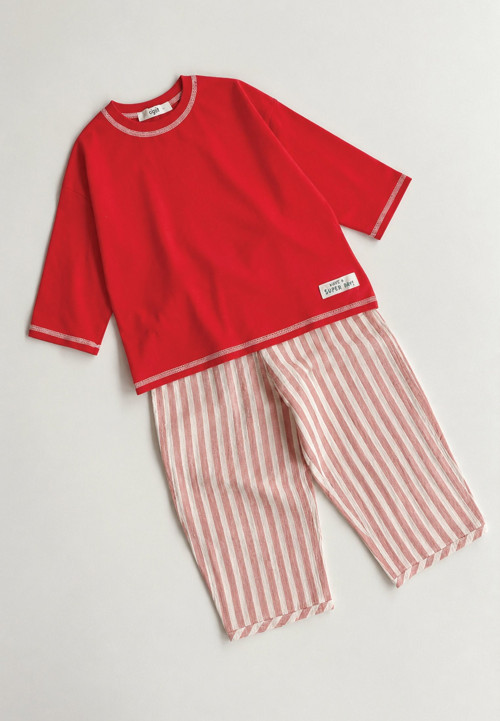 Oversize Pantolon Takım 2-10 Yaş Kırmızı