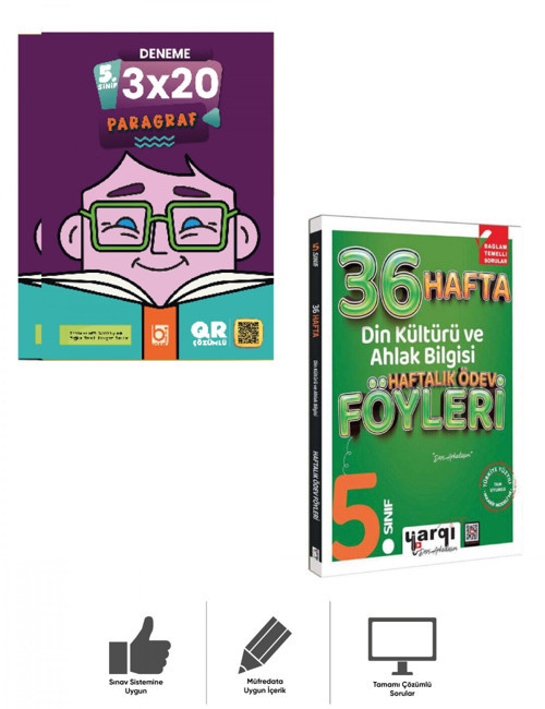5.Sınıf Din Kültürü ve Ahlak Bilgisi 36 Haftalık Ödev Föyleri + Paragraf Deneme Seti Bigelio + Yargı