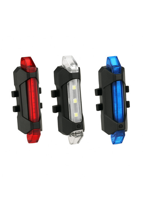 3’lü LED Bisiklet Lamba Seti – Kırmızı + Beyaz + Mavi – USB Şarjlı