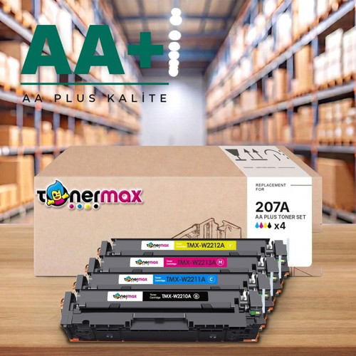 Hp 207A CMYK Muadil Toner Seti AA Plus / Color LaserJet Pro M255 / M282 / M283 / W2210A / W2211A / W2212A / W2213A