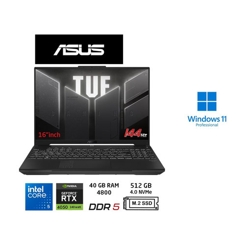 tuf Gaming FX607VU-RL017 Intel Core 5 210H 40GB 512GB SSD RTX4050 140W W11 Pro 16" Duddi