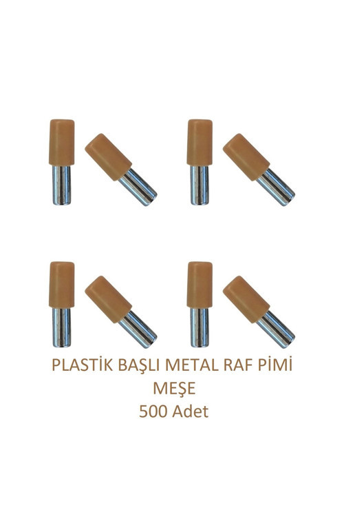 Plastik Başlı Metal Raf Pimi Meşe 500 Adet