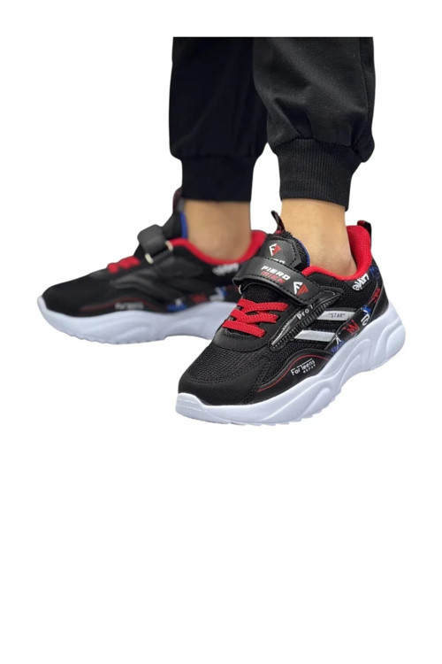 Erkek çocuk siyah-beyaz okul günlük spor sneaker ayakkabı