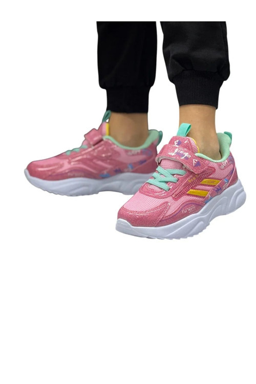 Kız çocuk pembe günlük spor sneaker ayakkabı