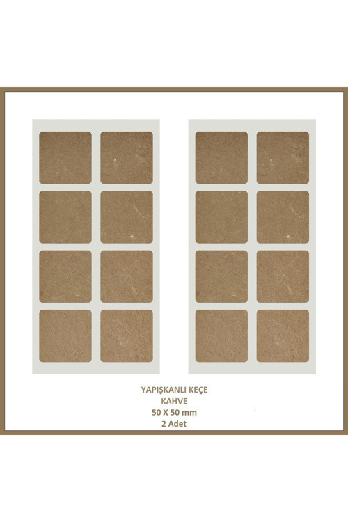 Zemin Koruyucu 50 x 50 mm Kahve Keçe, Ses ve Çizik Önleyici Mobilya Keçesi (2 Adet)