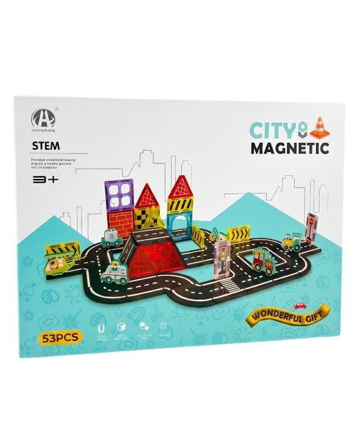 KZL City Magnetic Şehir Temalı Araçlı Manyetik Yapı Blokları Seti 7.5 cm 53 Parça CH1417