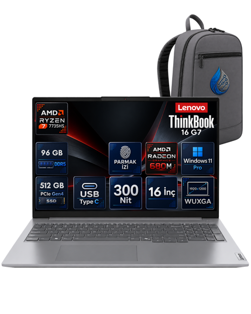 ThinkBook 16 G7 ARP Ryzen 7 7735HS 96 GB 512 GB SSD 16'' WUXGA IPS Win11 Pro 21MW0083TRRNP29