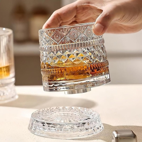 360 Derece Dönen Bardak 280 ml Kristal Cam