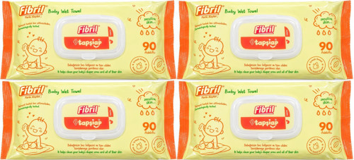Islak Havlu Mendil 90 Yaprak Bebek Plastik Kapaklı (4 Lü Set) 360 Yaprak