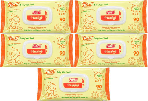 Islak Havlu Mendil 90 Yaprak Bebek Plastik Kapaklı (5 Li Set) 450 Yaprak