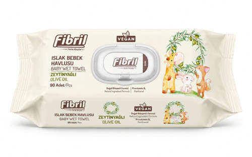 Islak Havlu Bebek Mendil 90 Yaprak Zeytinyağlı Plastik Kapaklı