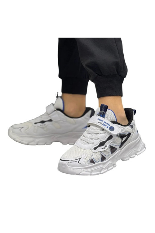 Unisex beyaz çocuk okul günlük sneaker ayakkabı
