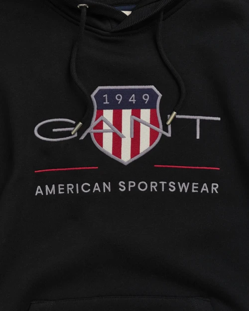 Erkek Siyah Regular Fit Kapüşonlu Logolu Sweatshirt