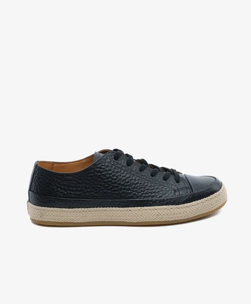 Erkek Siyah Hakiki Deri Sneaker Ayakkabı