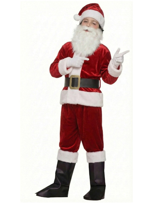 Kadife Kumaş Lüks Noel Baba Kostümü