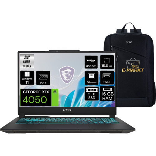 Cyborg 15 A13VE-1252XTR Intel Core I5 13420H 16GB 2tb SSD RTX4050 WIN11 15.6" 144Hz+Boz Çanta